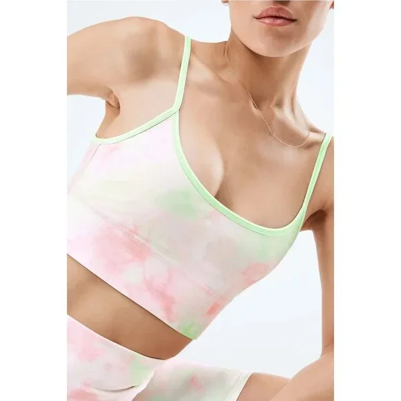 Fabletics Millie Reversible Bralette Green Tie Dye Size L NWT - Picture 2 of 12